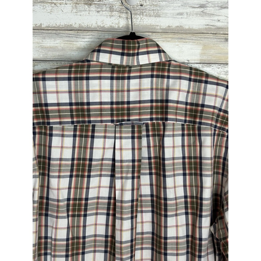 Orvis Men's Sz M Plaid Cotton Button Up Shirt Long‎ Sleeve Orange Blue - Picture 7 of 8